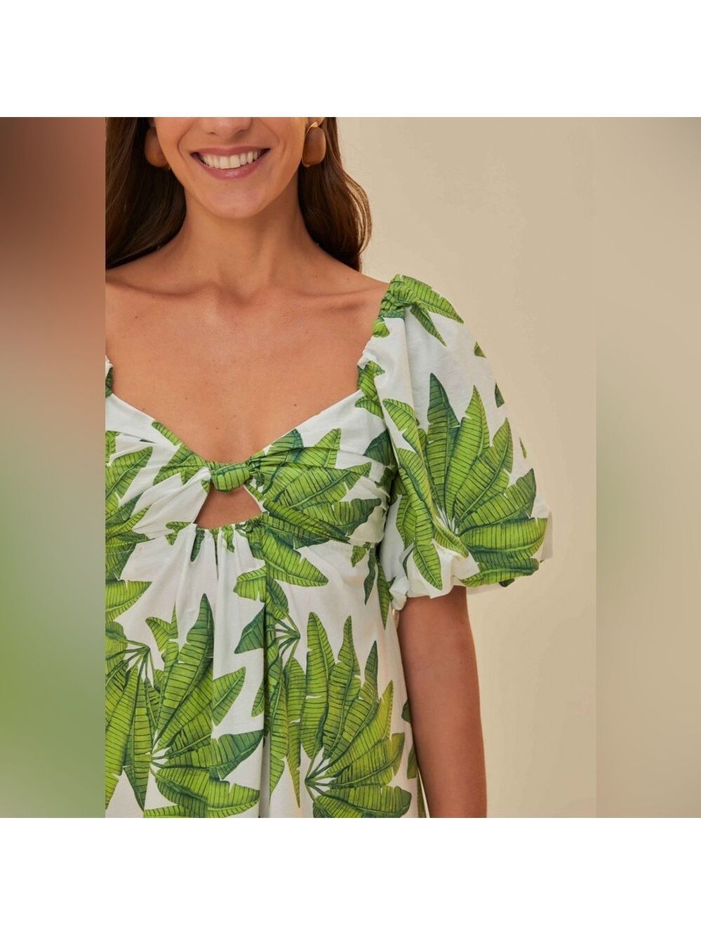 Farm Rio Off-White Palms Fan Mini Dress - Picture 4 of 7